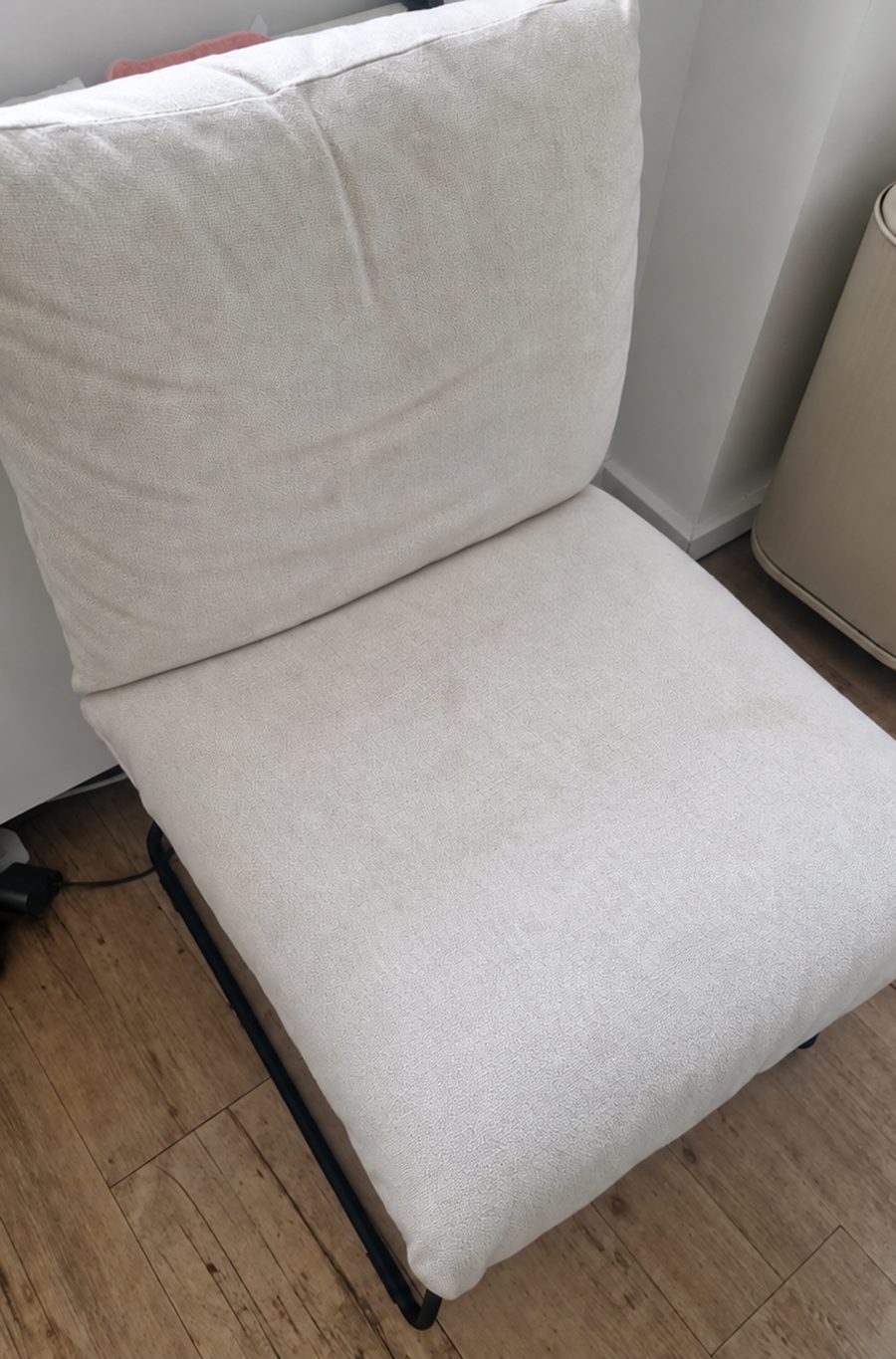 Loungesessel, Stoffbezug – vorher